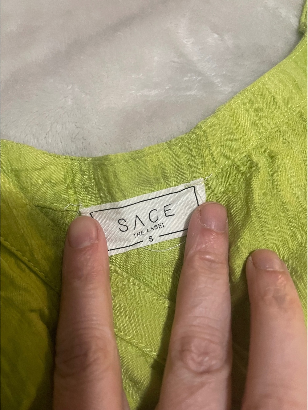 Sage The Label Chartreuse Green Short Sleeve Romper with Tie Waist, Size Small